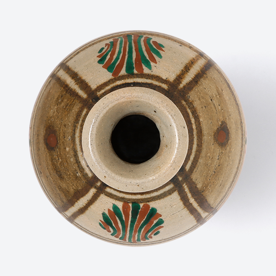 ＜濱田友緒＞濱田窯　地釉鉄砂赤絵花瓶